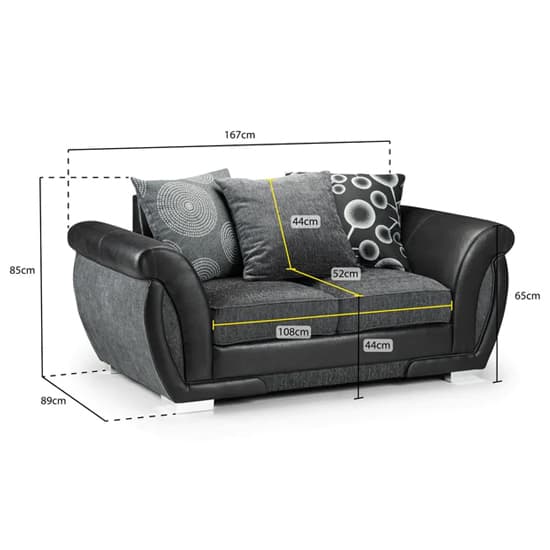 Sharon Fabric 3+2 Seater Sofa Set In Black And Grey_6