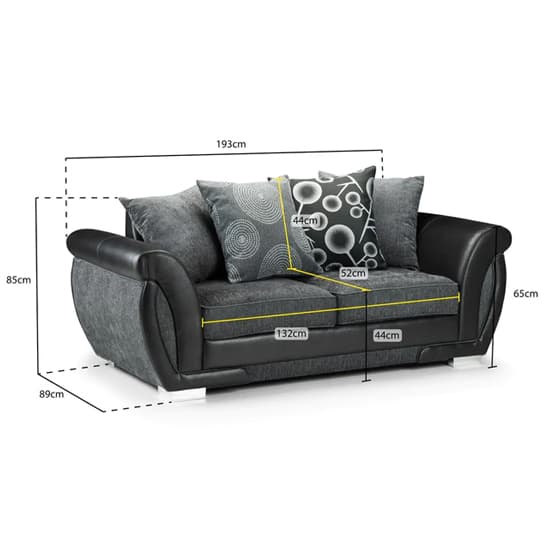Sharon Fabric 3+2 Seater Sofa Set In Black And Grey_7