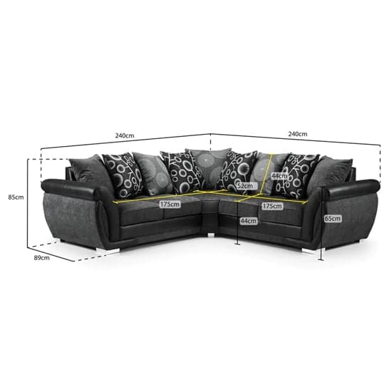 Sharon Fabric Corner Sofa Large In Black And Grey_5