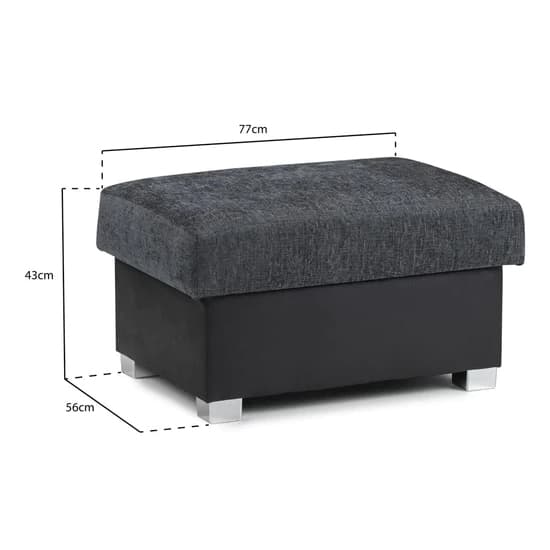 Sharon Fabric Foot Stool In Black And Grey_4