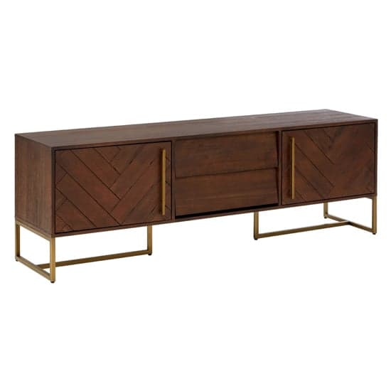 Shaula Wooden TV Stand With Antique Brass Legs In Brown_1