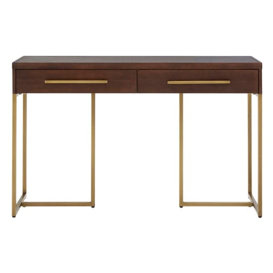 Shaula Wooden Console Table With Antique Brass Legs In Brown_2