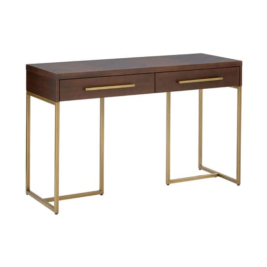 Shaula Wooden Console Table With Antique Brass Legs In Brown_1