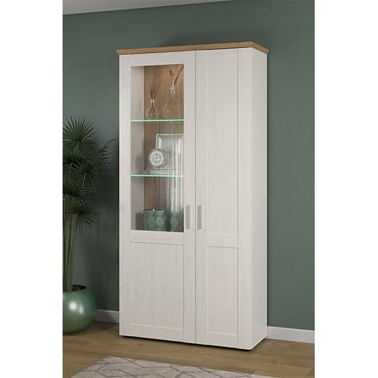 Shazo LED Large Display Cabinet In White Pine And Artisan Oak_2