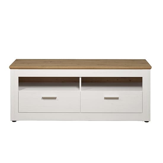 Shazo LED Wooden TV Stand In White Pine And Artisan Oak_3