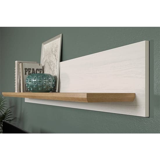 Shazo Wooden Wall Shelf In White Pine And Artisan Oak_2