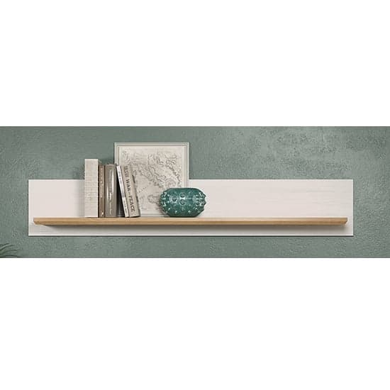 Shazo Wooden Wall Shelf In White Pine And Artisan Oak_1