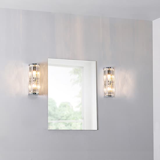 Shimmer 2 Lights Clear Crystals Wall Light In Chrome_4