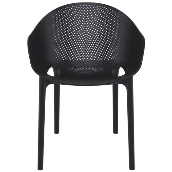 Shipley Outdoor Black Stacking Armchairs In Pair_3