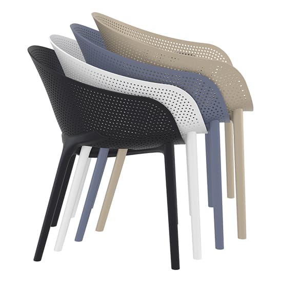 Shipley Outdoor Black Stacking Armchairs In Pair_8