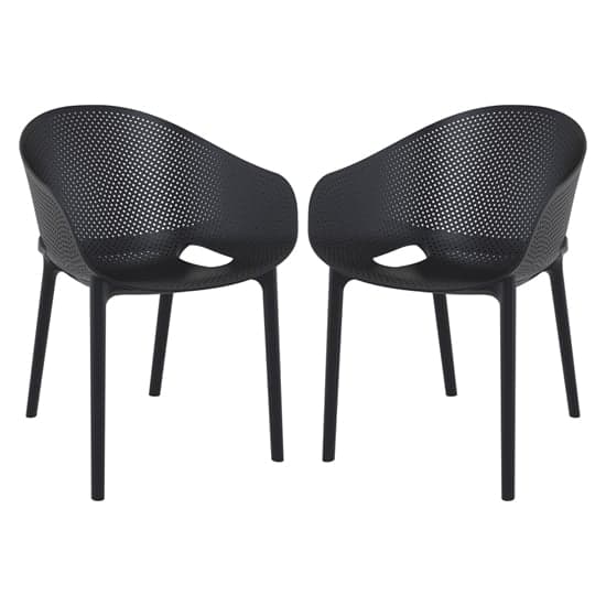 Shipley Outdoor Black Stacking Armchairs In Pair_1
