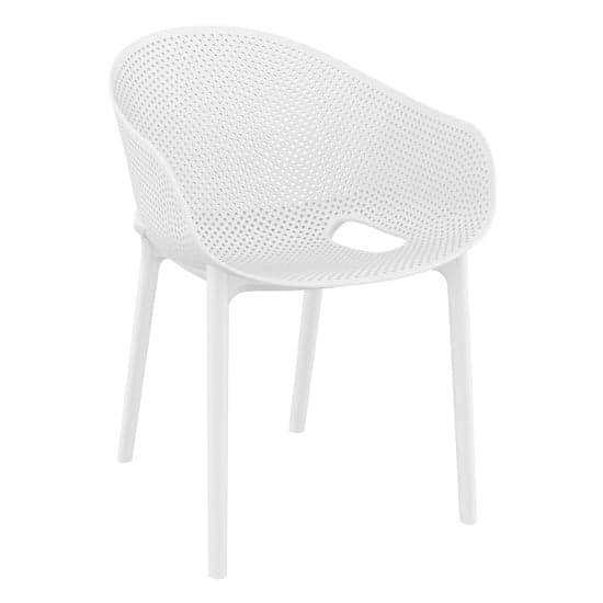 Shipley Outdoor White Stacking Armchairs In Pair_2