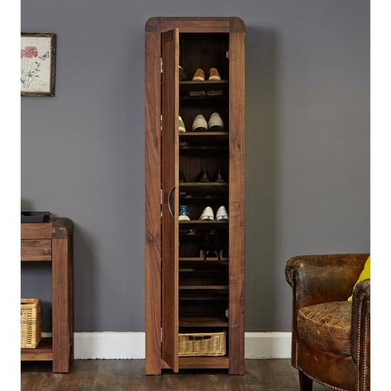 Shiva Tall Wooden Shoe Storage Cabinet In Walnut_2
