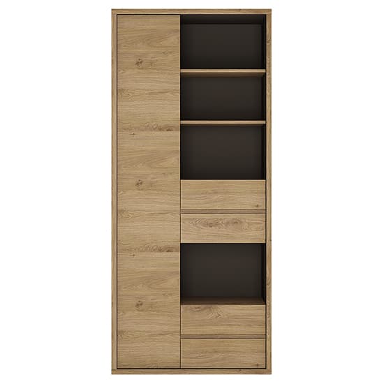 Sholka Tall Wide Wooden 1 Door 4 Drawers Bookcase In Oak_2