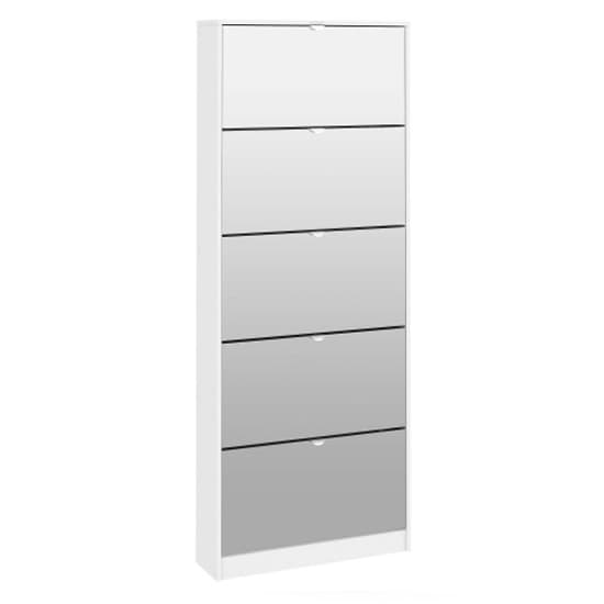 Shovy Mirrored Shoe Storage Cabinet With 5 Doors In White_2
