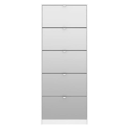 Shovy Mirrored Shoe Storage Cabinet With 5 Doors In White_3