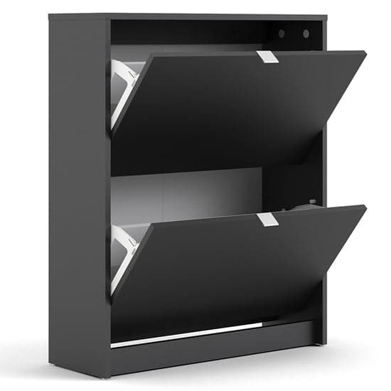Shovy Wooden Shoe Cabinet In Matt Black With 2 Doors And 2 Layer_3
