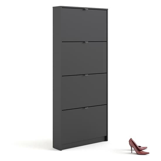 Shovy Wooden Shoe Cabinet In Matt Black With 4 Doors And 1 Layer_2