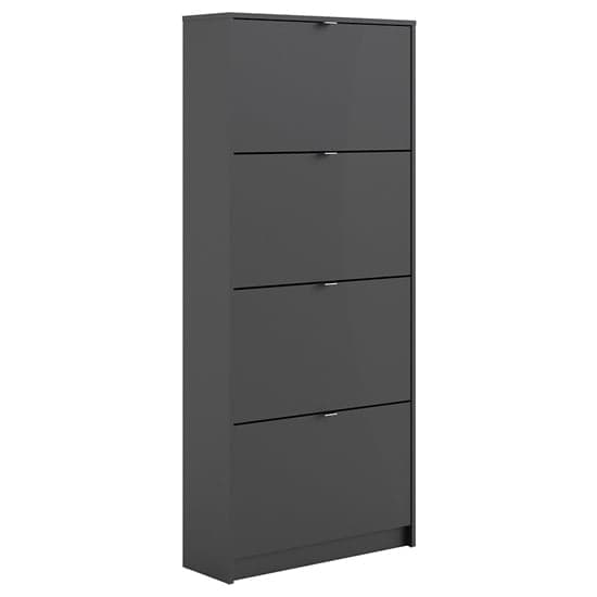 Shovy Wooden Shoe Cabinet In Matt Black With 4 Doors And 2 Layer_2