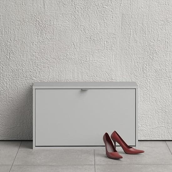 Shovy Wooden Shoe Cabinet In White With 1 Door And 2 Layers_1