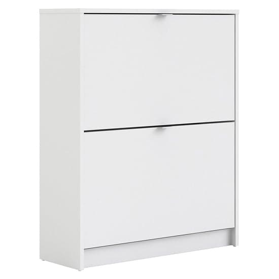 Shovy Wooden Shoe Cabinet In White With 2 Doors And 2 Layers_2