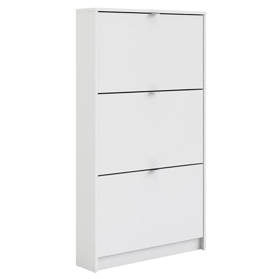 Shovy Wooden Shoe Cabinet In White With 3 Doors And 1 Layer_2