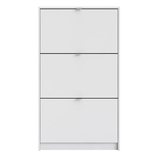 Shovy Wooden Shoe Cabinet In White With 3 Doors And 1 Layer_3