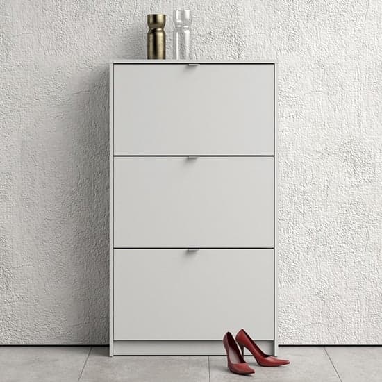 Shovy Wooden Shoe Cabinet In White With 3 Doors And 1 Layer_1