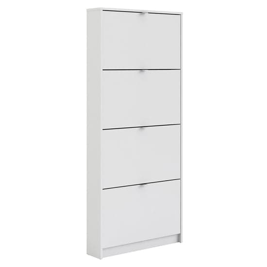 Shovy Wooden Shoe Cabinet In White With 4 Doors And 1 Layer_2