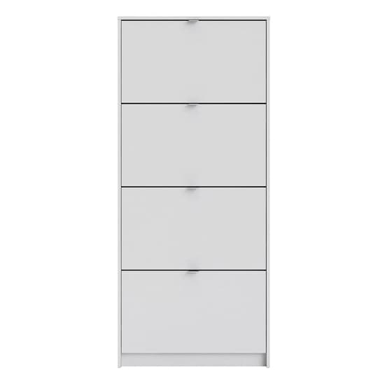 Shovy Wooden Shoe Cabinet In White With 4 Doors And 1 Layer_3