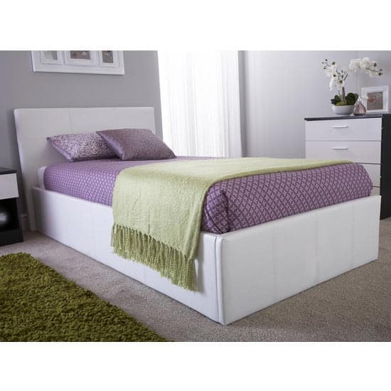 Stilton Faux Leather Single Bed In White_2