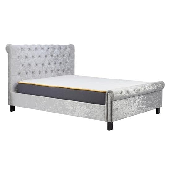 Siena Fabric Double Bed In Steel Crushed Velvet_2