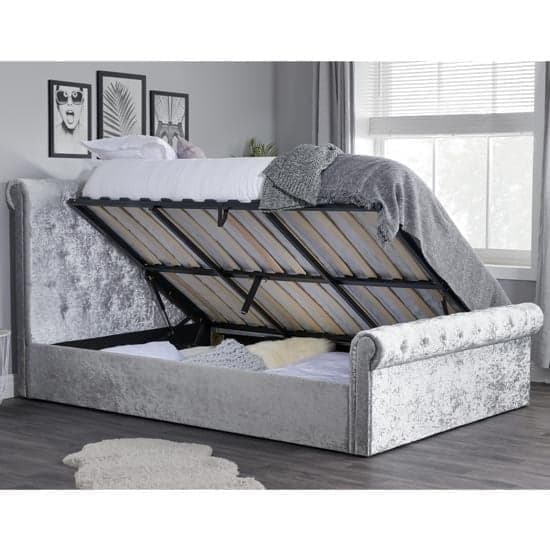 Siena Fabric Ottoman Double Bed In Steel Crushed Velvet_2
