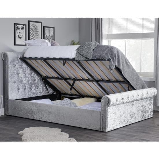 Siena Fabric Ottoman King Size Bed In Steel Crushed Velvet_2