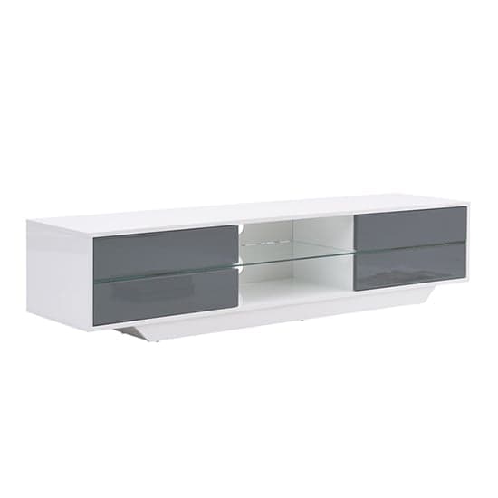 Sienna High Gloss TV Stand In White And Grey With LED Lighting_3