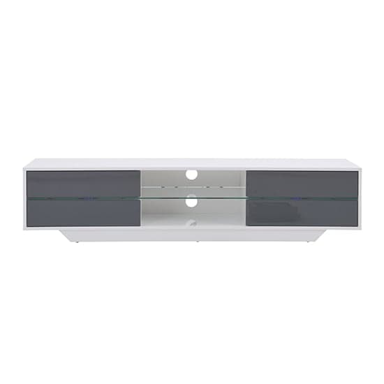 Sienna High Gloss TV Stand In White And Grey With LED Lighting_4