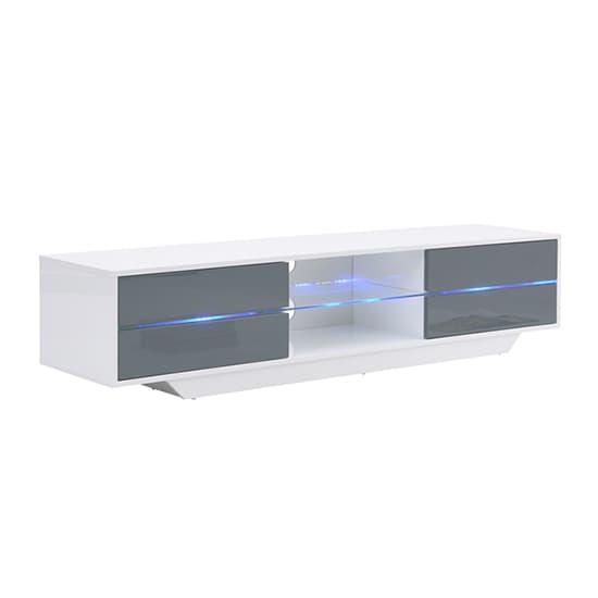 Sienna High Gloss TV Stand In White And Grey With LED Lighting_5