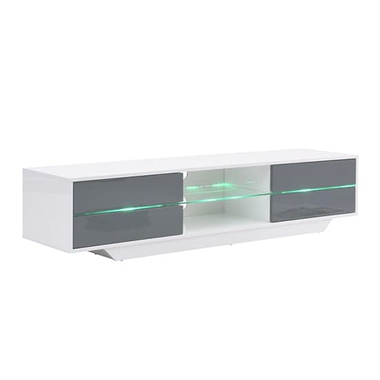 Sienna High Gloss TV Stand In White And Grey With LED Lighting_7