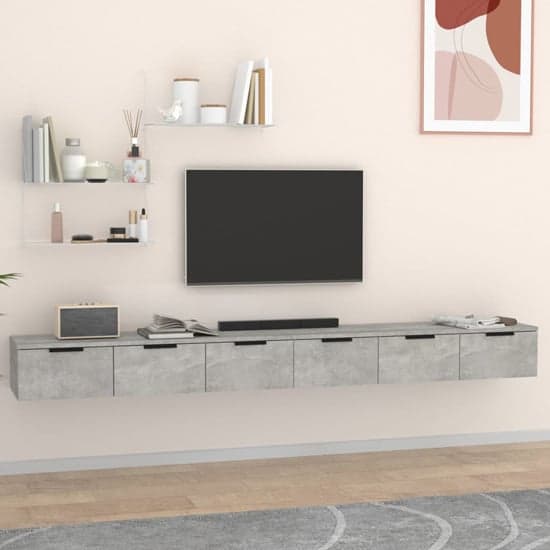 Sierra Wall Hung Wooden TV Stand With 6 Drawers In Concrete Effect_1