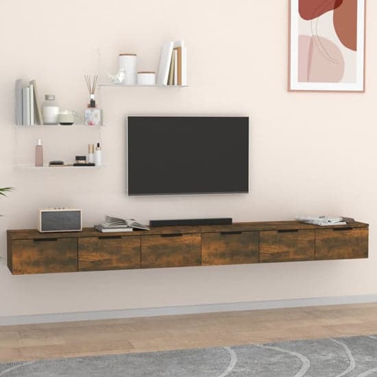Sierra Wall Hung Wooden TV Stand With 6 Drawers In Smoked Oak_1