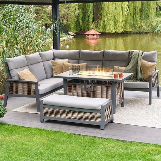 Silas Aluminium Modular Dining Set With Gas Firepit Table_1