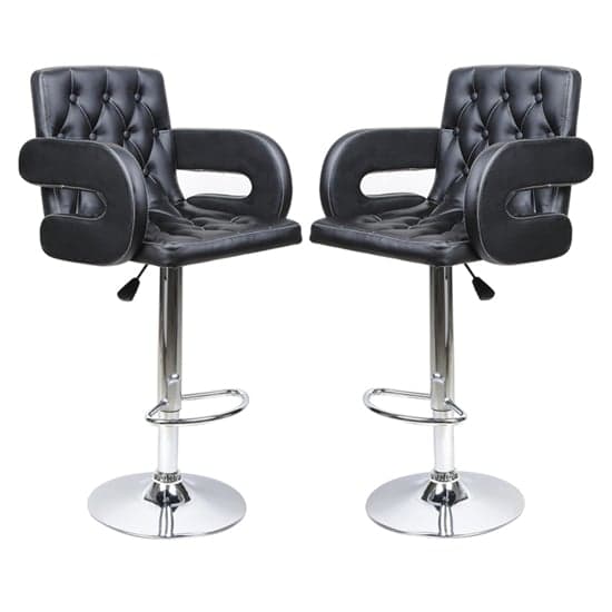 Silvis Adjustable Black Faux Leather Bar Stools In Pair_1