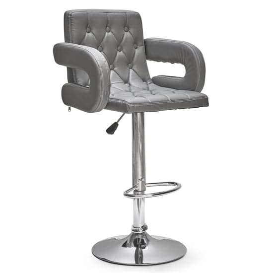 Silvis Adjustable Grey Faux Leather Bar Stools In Pair_2
