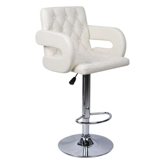 Silvis Adjustable White Faux Leather Bar Stools In Pair_2