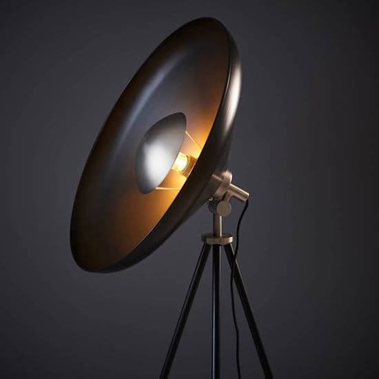 Silvis Coned Floor Lamp In Matt Black With Matt Nickel Details_3