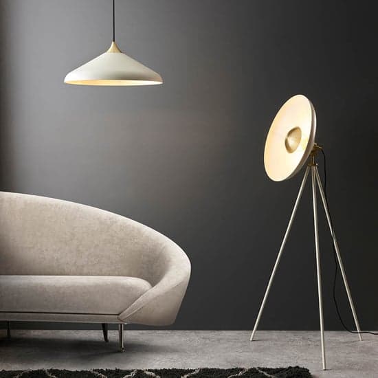 Silvis Coned Floor Lamp In Warm White With Brass Details_4