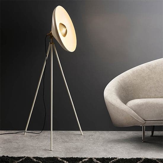 Silvis Coned Floor Lamp In Warm White With Brass Details_1