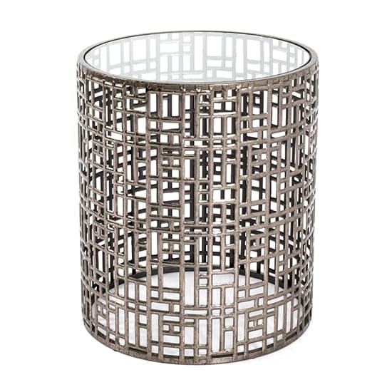 Simons Round Clear Glass Side Table With Bronze Metal Base_2