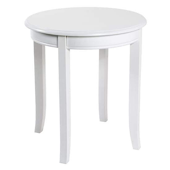 Simons Round Wooden Side Table In White_2