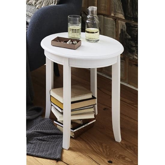 Simons Round Wooden Side Table In White_1
